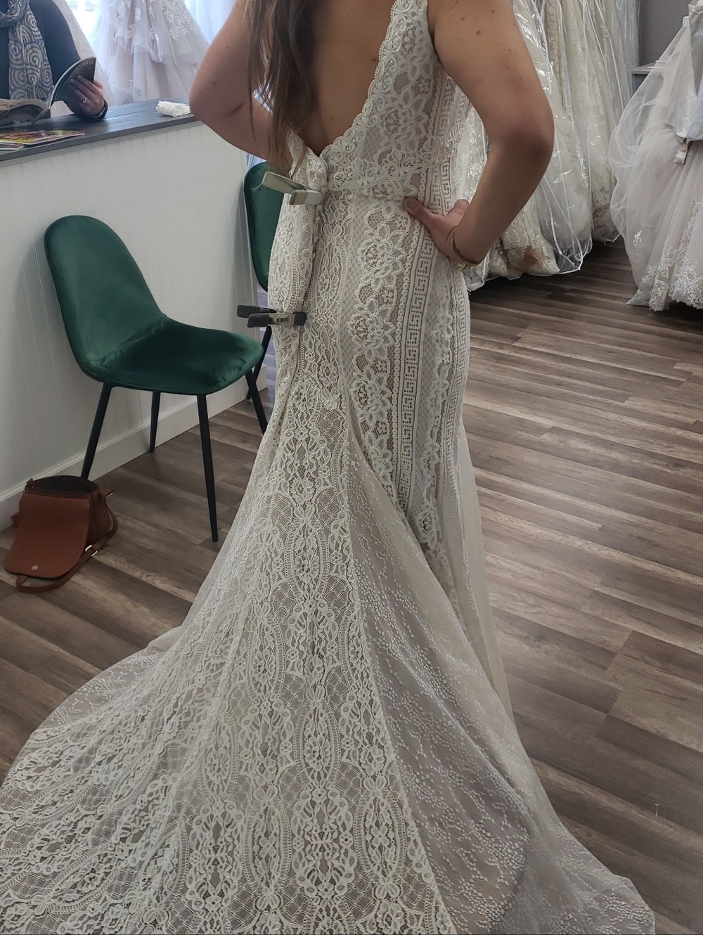 Allure Bridals Lace V-Neck Wedding Gown in Ivory